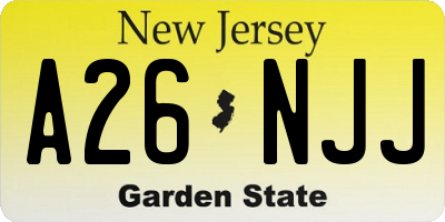 NJ license plate A26NJJ