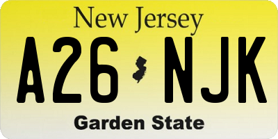 NJ license plate A26NJK