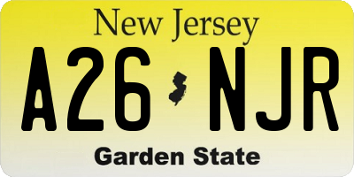 NJ license plate A26NJR