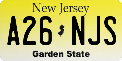 NJ license plate A26NJS
