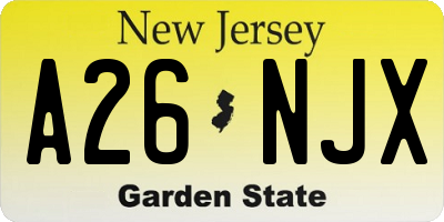 NJ license plate A26NJX