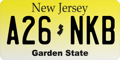 NJ license plate A26NKB
