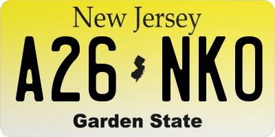 NJ license plate A26NKO