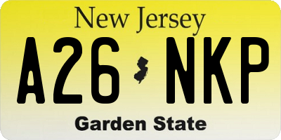 NJ license plate A26NKP