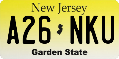 NJ license plate A26NKU