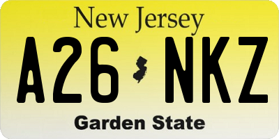 NJ license plate A26NKZ