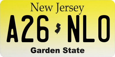 NJ license plate A26NLO