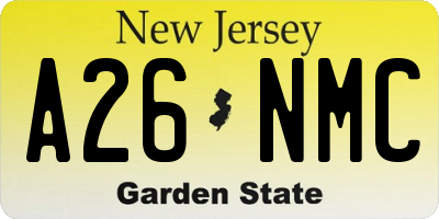 NJ license plate A26NMC
