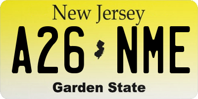 NJ license plate A26NME