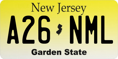 NJ license plate A26NML