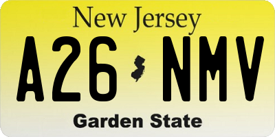 NJ license plate A26NMV