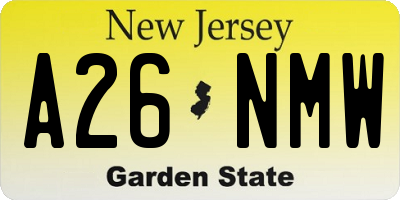NJ license plate A26NMW