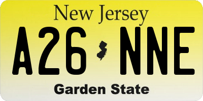 NJ license plate A26NNE