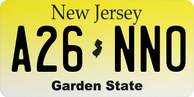 NJ license plate A26NNO