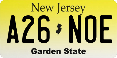 NJ license plate A26NOE