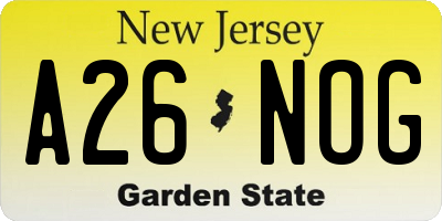 NJ license plate A26NOG