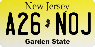 NJ license plate A26NOJ