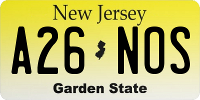 NJ license plate A26NOS