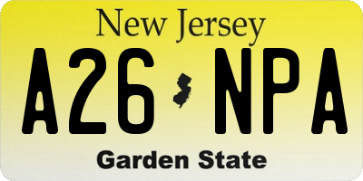 NJ license plate A26NPA