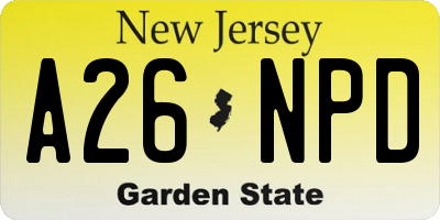 NJ license plate A26NPD