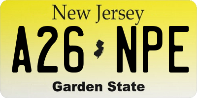 NJ license plate A26NPE