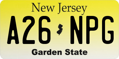 NJ license plate A26NPG