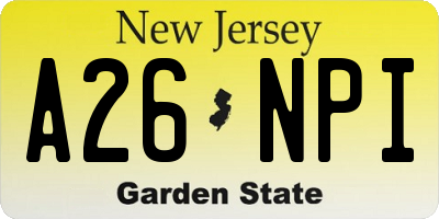 NJ license plate A26NPI
