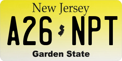 NJ license plate A26NPT