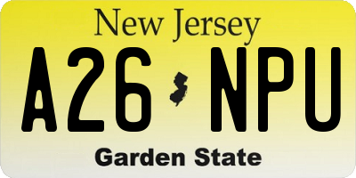 NJ license plate A26NPU