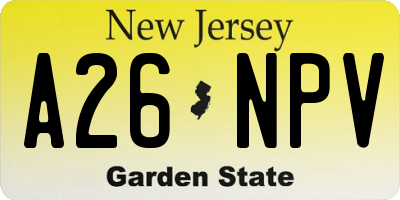 NJ license plate A26NPV