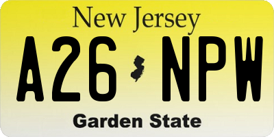 NJ license plate A26NPW
