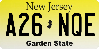 NJ license plate A26NQE