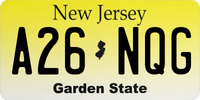 NJ license plate A26NQG