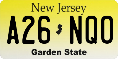 NJ license plate A26NQO