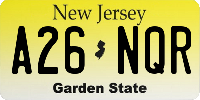 NJ license plate A26NQR