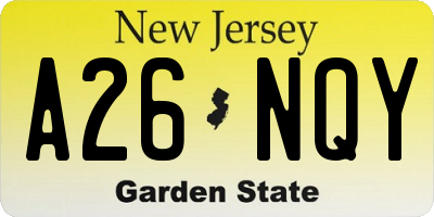 NJ license plate A26NQY