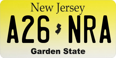 NJ license plate A26NRA