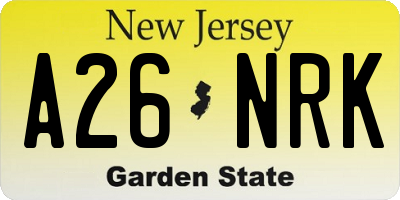 NJ license plate A26NRK