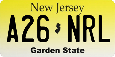 NJ license plate A26NRL