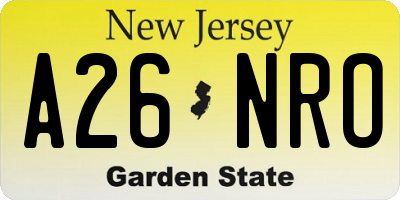 NJ license plate A26NRO
