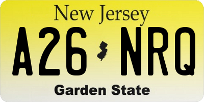 NJ license plate A26NRQ