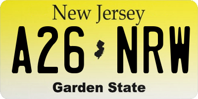 NJ license plate A26NRW