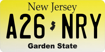 NJ license plate A26NRY