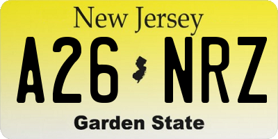 NJ license plate A26NRZ