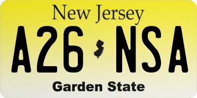 NJ license plate A26NSA