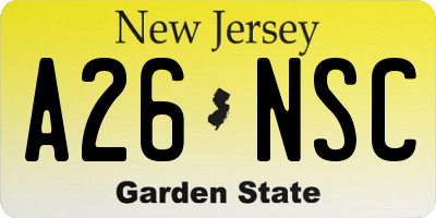 NJ license plate A26NSC