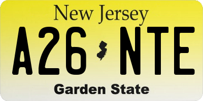NJ license plate A26NTE
