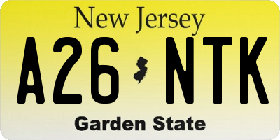 NJ license plate A26NTK