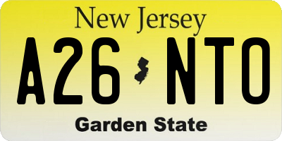 NJ license plate A26NTO