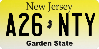 NJ license plate A26NTY